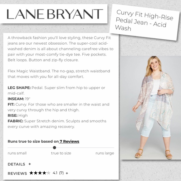 Lane Bryant High-Rise Acid Wash Pedal Jeans NWT - Picture 16 of 16